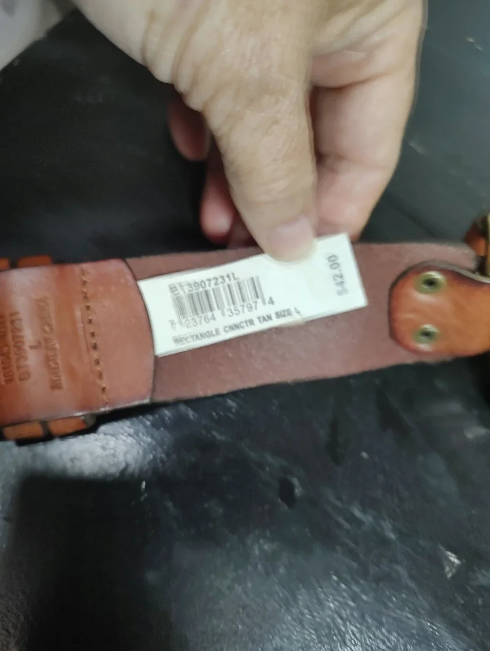 Fossil Women's  Tan/Brown Leather Connector Belt with Brass-Tone Buckle Size L